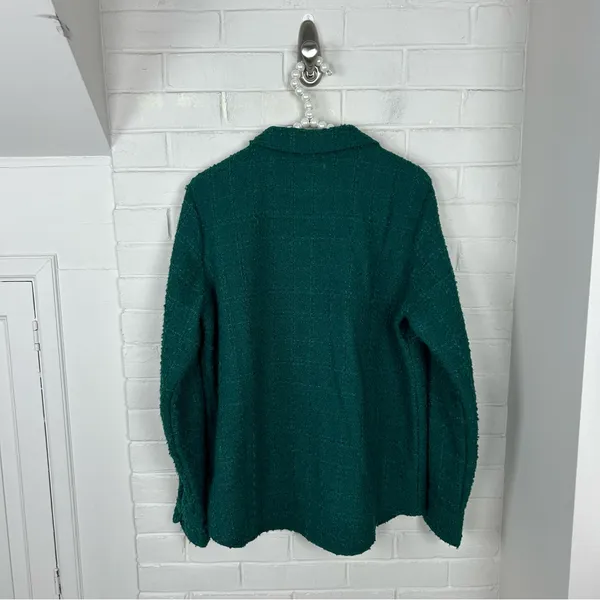 Abercrombie + Fitch Green Tweed Knit Oversize Shacket Size M - Image 9