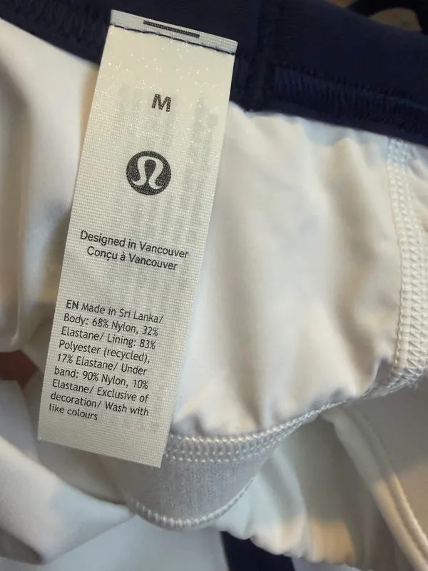 Lululemon Straight Strap Sport Bra B/C White/Club Blue M NWT - Image 6