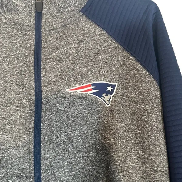 NFL Blue & Gray Boston Patriots Football Full Zip High Neck Jacket Women Sz S - Image 3