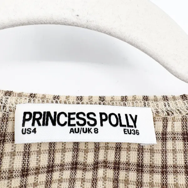 Princess Polly Womens Beige Check Indulgence Corset Gingham Ruched Top Size 4 - Image 4