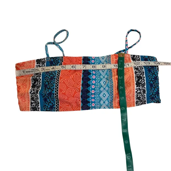 Boho Patchwork Bandeau Bikini Set High Cut Cheeky 2 Piece Swimsuit - Image 3