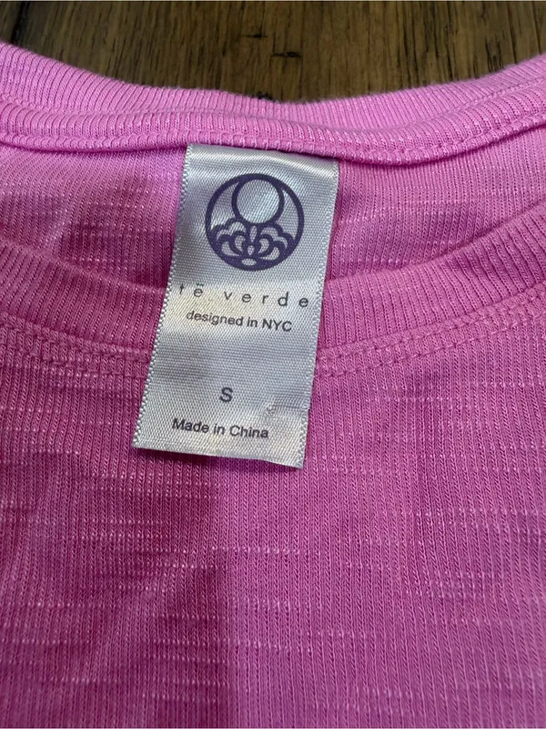 Te Verde Pink Sleeveless Tank with Diagonal Seams - Image 2