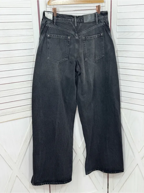 Free People Olsen Cuffed Barrel Jeans Black 28 Baggy Streetwear High Rise Grunge - Image 3