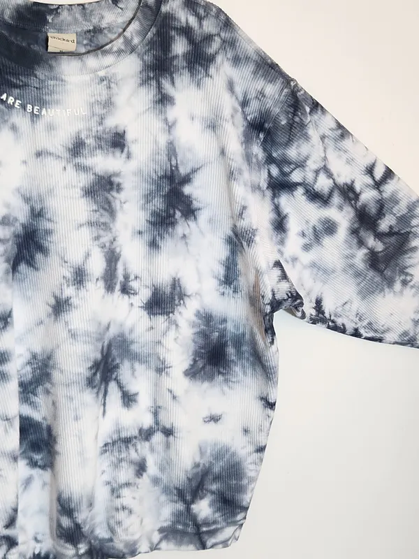 Chicka-D Gray and White Tie Dye You Are Beautiful Oversized Pullover Size XL - Image 3