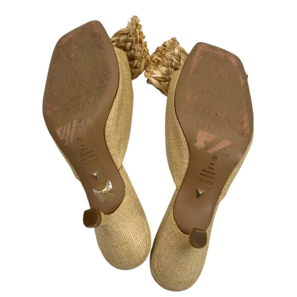Schutz Lienne straw bow kitten heel tan sz 10‎ - Image 5