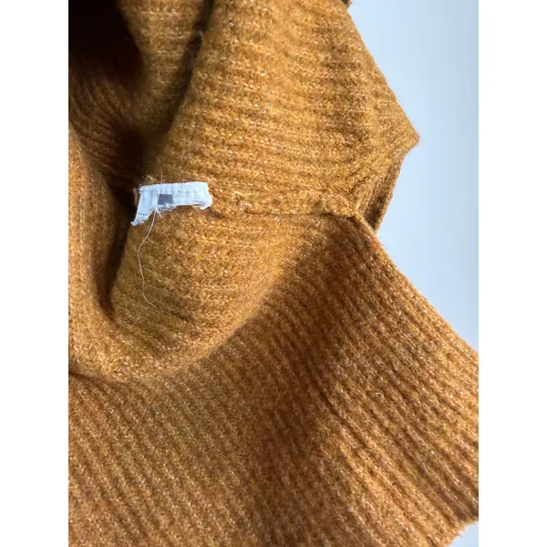 Abercrombie Fitch Womens Ochre Yellow Ribbed Turtleneck Sweater‎ Oversized XL - Image 3