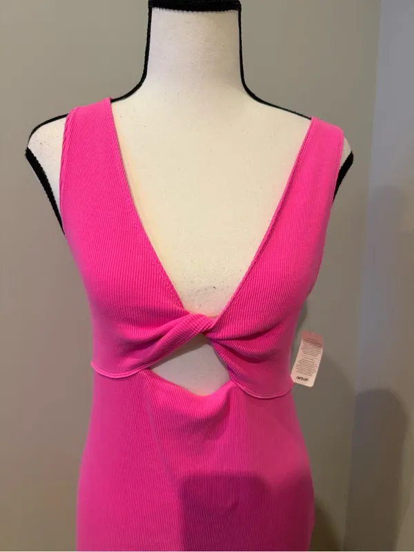 aerie Hot Pink Twist Front Cutout Mini Dress - Image 4