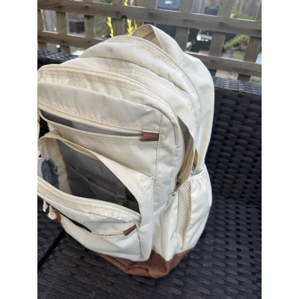 JanSport Beige/Brown Solid Backpack Zip Closure Outer & Bottle Pockets - Image 7