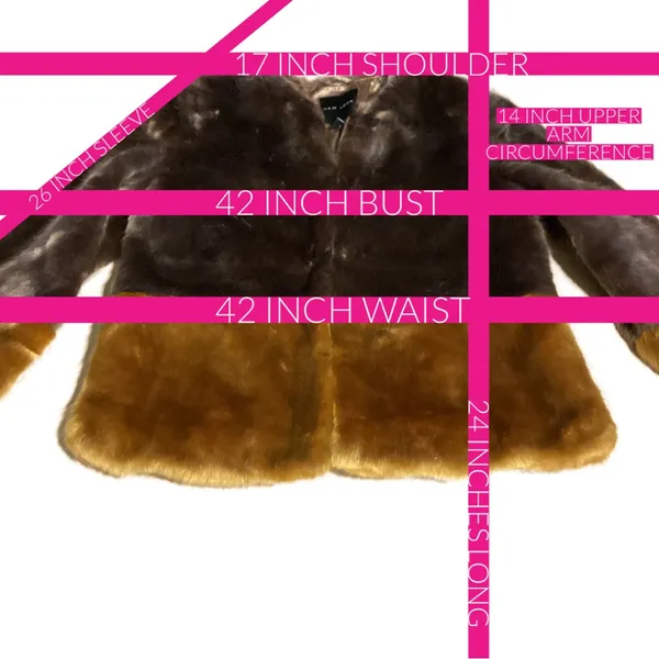 New Look Brown And Yellow Color Block Faux Fur Jacket (M) - Image 10