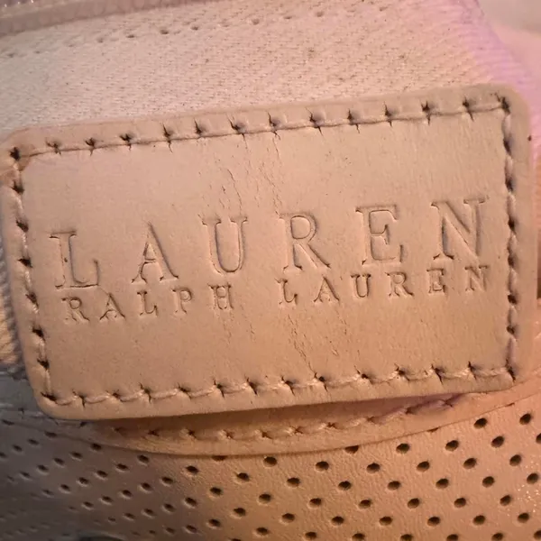 Lauren Ralph Lauren Ivory Perforated Leather Boho Shoulder Bag Equestrian - Image 7