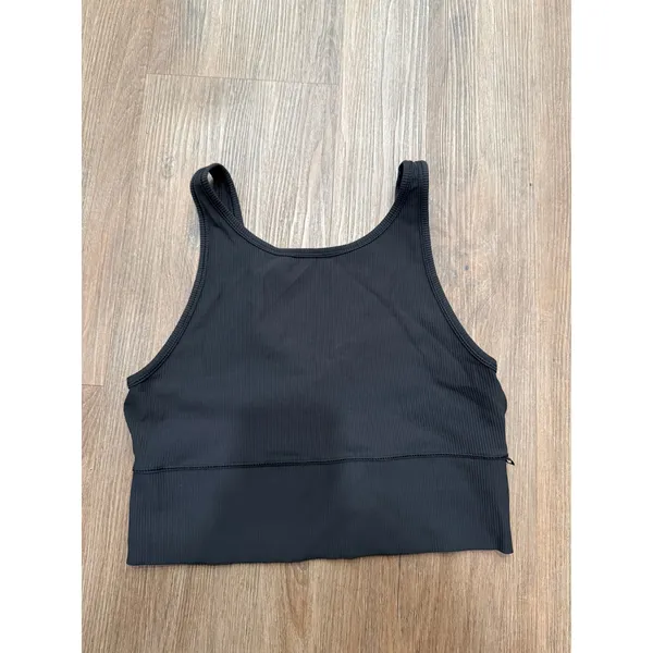 Lululemon Ebb to Street Ribbed Tank Top Black V-Back Activewear Crop - Image 3