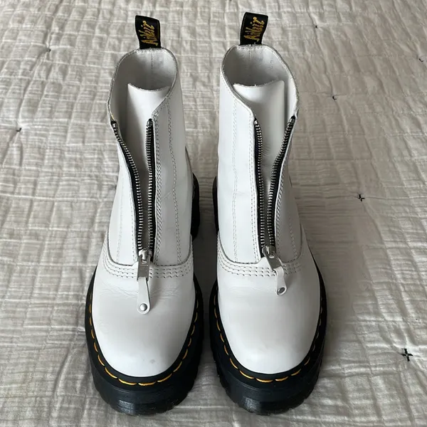 DR. MARTENS Jetta Zipped Sendal Leather Platform Boots in White Size 38 EU 7 US - Image 8