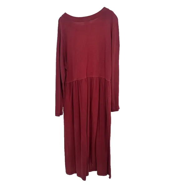 Vintage LL Bean Cotton Maxi Dress Maroon‎ Large Cottagecore Modest Prairie - Image 2