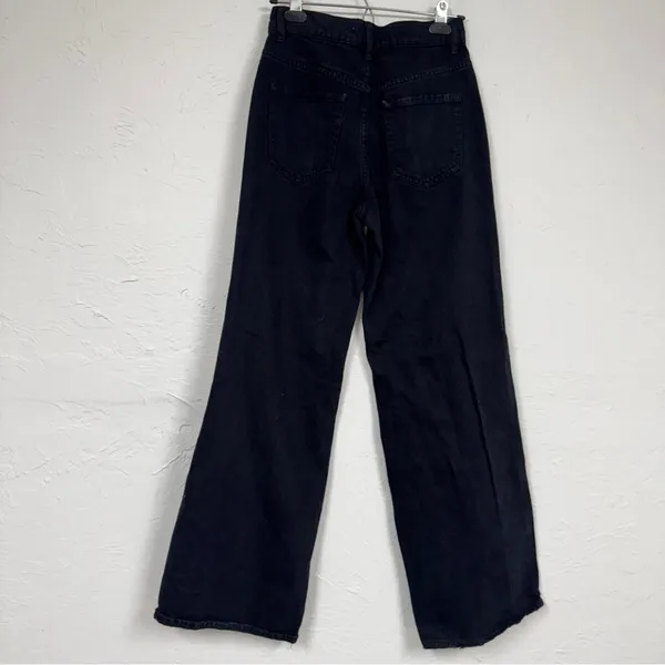 Pacsun Black Distressed Baggy Jeans Womens 25 Button Fly Casual Wide Leg Denim - Image 9