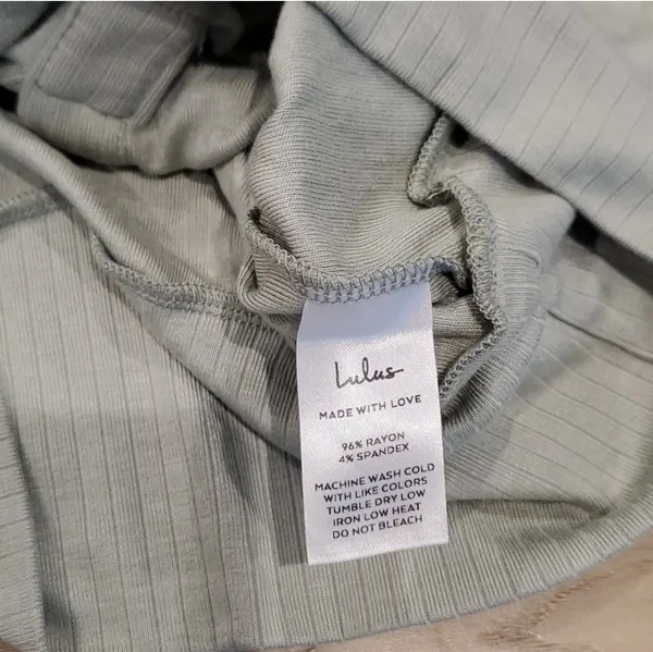 Lulu's Lookin' Flirty Sage Green Ribbed Collared Short Sleeve Crop Top - Image 5