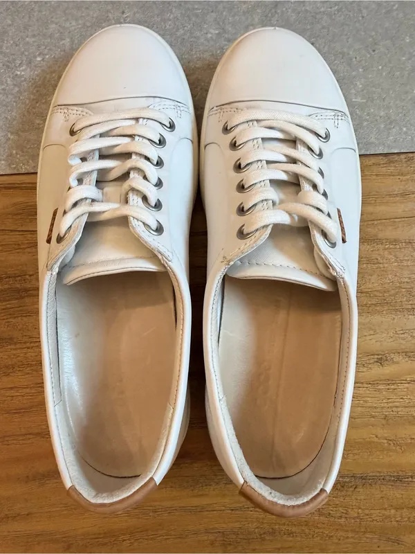 ECCO Soft 7 White Leather Lace Up Sneakers Size 6 - 6.5 - Image 5