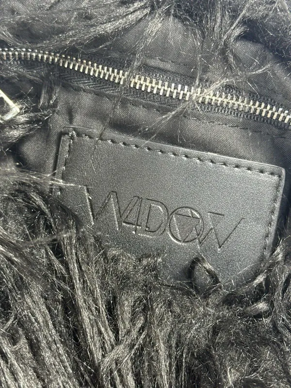 Widow Dolls Kill Black Shaggy Faux Fur Chain Shoulder Crossbody Bag Goth Y2K Emo - Image 5
