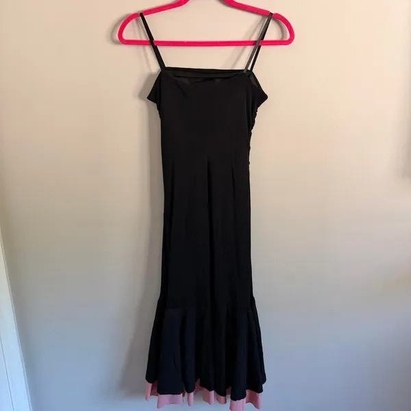 Y2k Black And Pink City Triangles Strapless Ruffle Midi Dress - Image 5