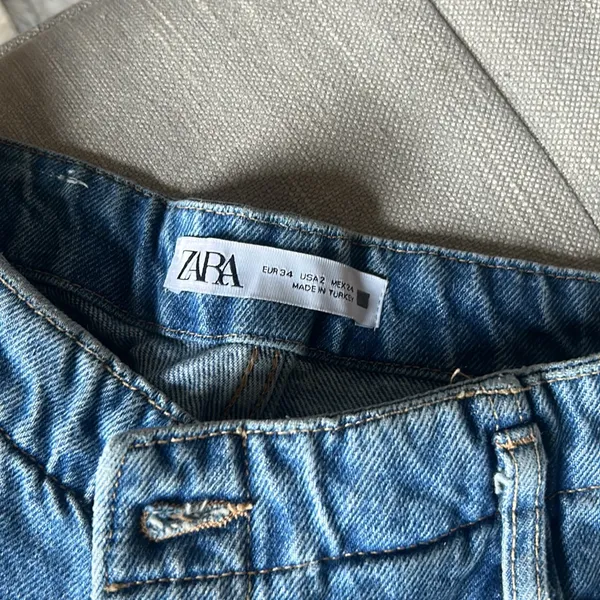 Zara Wide Leg Cropped‎ Blue Denim Jeans - Image 4