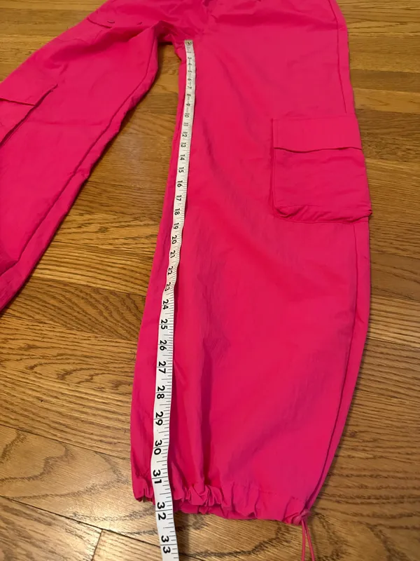 High waist parachute cargo pants in hot pink size M - Image 12