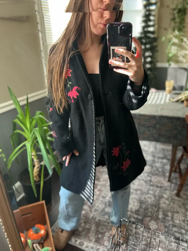Nordic traders wool vintage floral jacket Black - Image 7