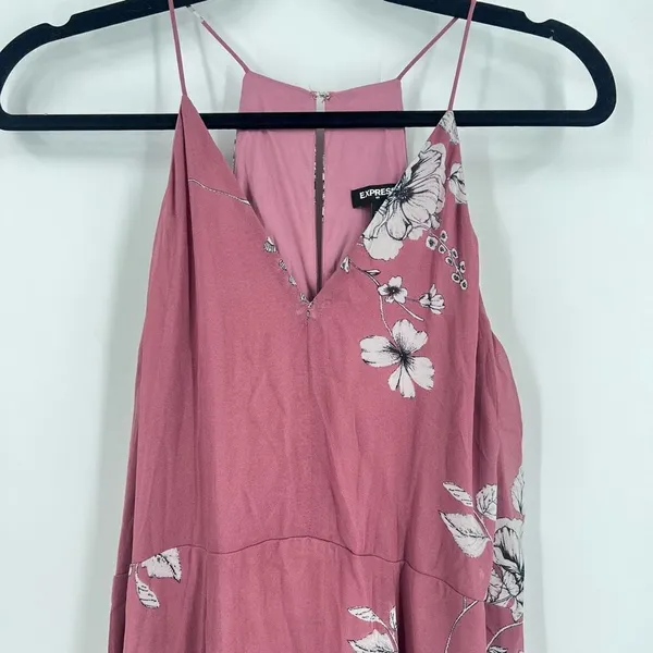 Nwt Express Floral Maxi‎ Dress XS Halter Strap Pink - Image 2