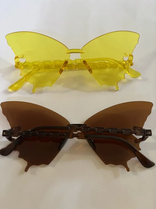 2 Pairs Butterfly Sunglasses Thin(Brand New) Yellow - Image 2