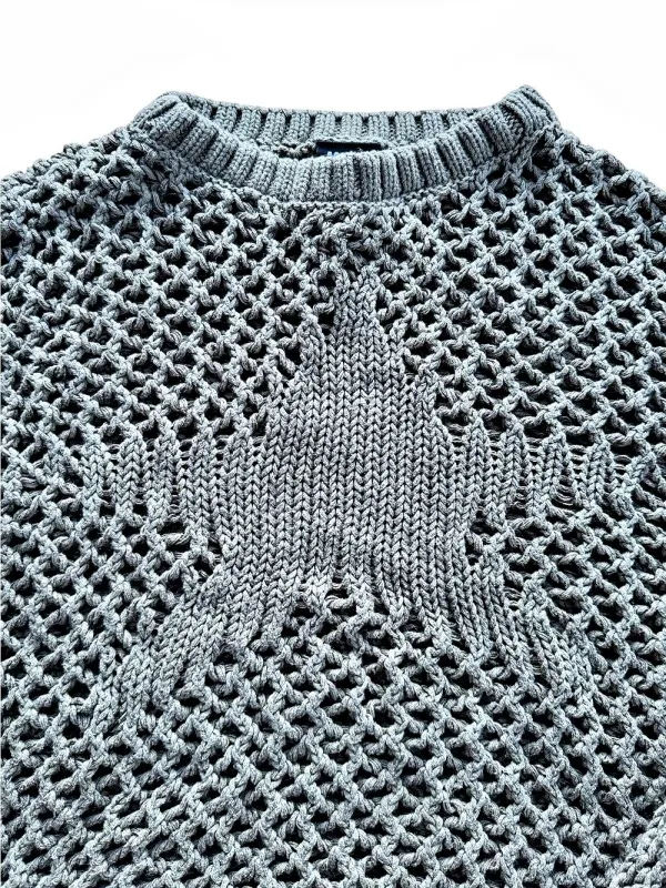 Minga London Olive Green Star Open Knit Sweater Size M - Image 5