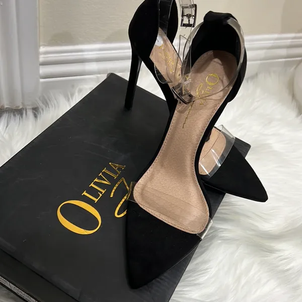 🖤🖤BLACK SUEDE HEELS Black Size 7 - Image 5