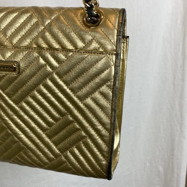 Rebecca Minkoff Gold Quilted Chain Shoulder Handbag - Image 11