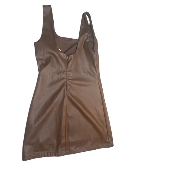 Chocolate Brown And Now This faux leather mini dress size Med, style MR10133GSPU - Image 4