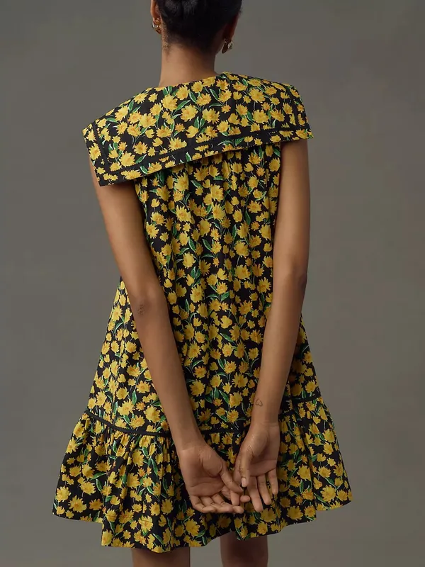 Anthropologie Maeve Flroal Collared Poplin Swing Mini Dress New Size Small - Image 2