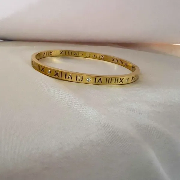 18K Gold Plated Cubic Zirconia Bangle Bracelet Titanium steel womens jewelry - Image 7