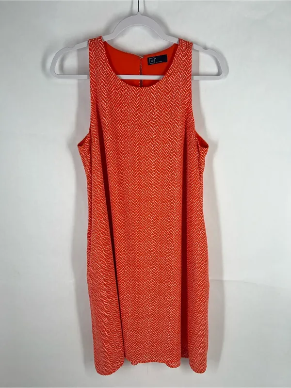 Gap Orange Print Swing Tank Dress Size M‎ Sleeveless Pockets - Image 2