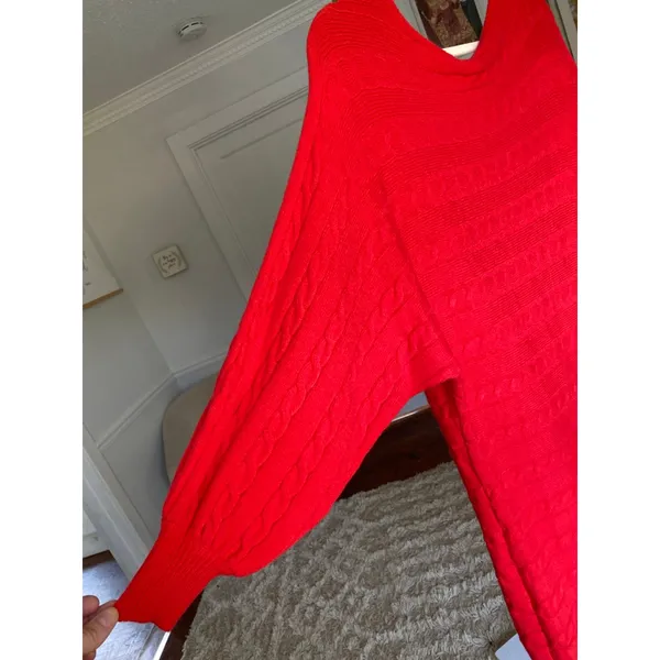 Vine & Love Midi Dress Knit Sweater Cable Red Festive‎ Christmas S Holiday Cozy - Image 5