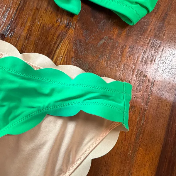 J.Crew Womens Kelly Green Scalloped V-Neck Front Tie Bikini Set XS - Image 11