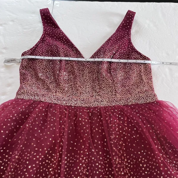 Lulus Ballerina Dream Burgundy‎ and Gold Sleeveless Skater Dress LARGE NWT - Image 7