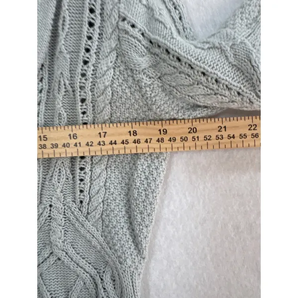 Lauren Ralph Lauren Linen‎ Cotton Cable Knit Shawl Collar Cardigan Blue Grey L - Image 6