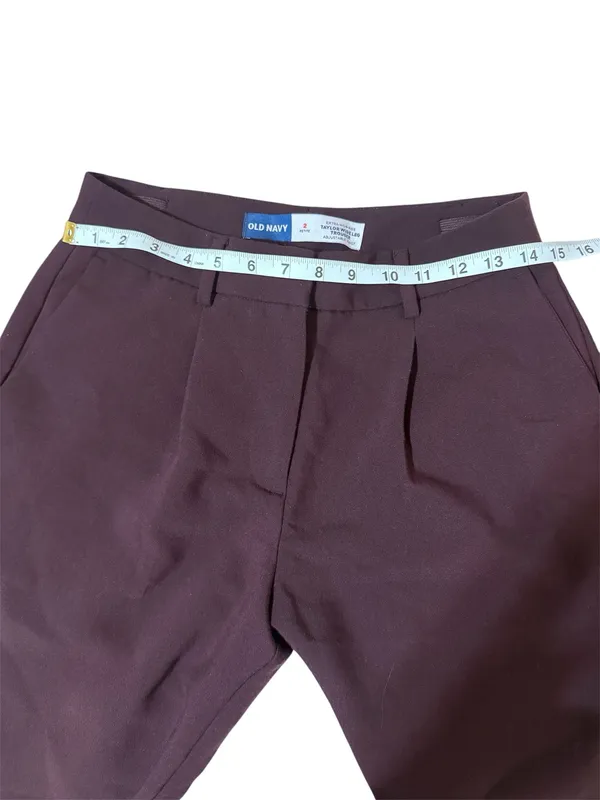 Old Navy Burgundy high-waisted wide-leg trousers. Used it once. Size 2 petite. - Image 5