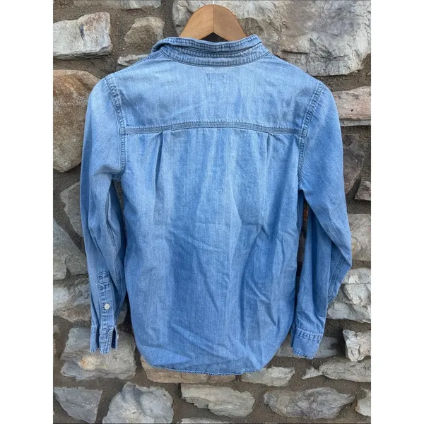 J. Crew Light Wash Denim Button-Down Shirt size 0 - Image 3