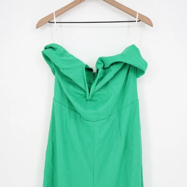 Lulus Sunshine Aura Strapless Jumpsuit Womens XL Green Lined Linen Tie-Front - Image 7