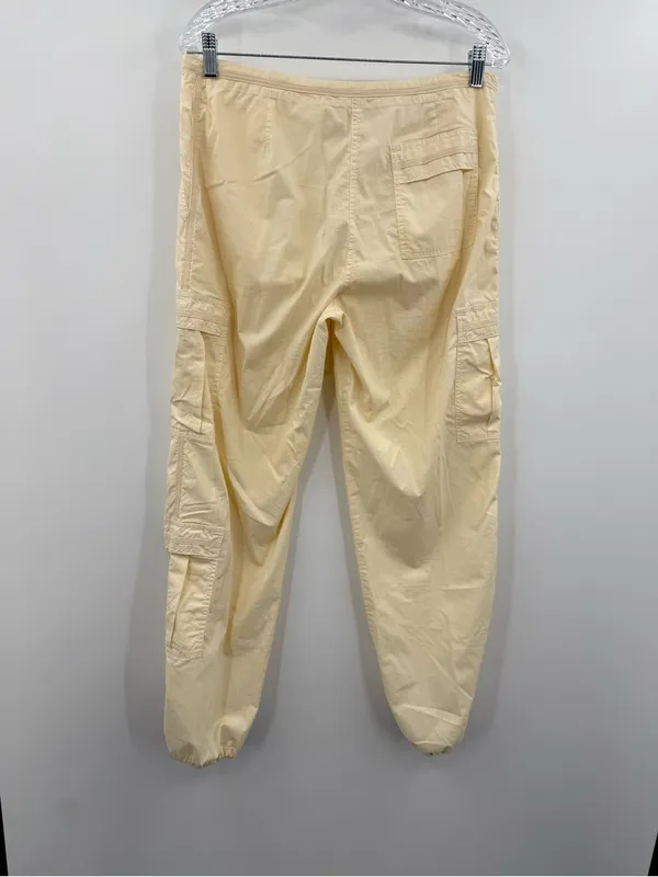 Johnny Was Yellow Cotton Cargo‎ Jogger Pants Drawstring Pockets Women's Medium - Image 2