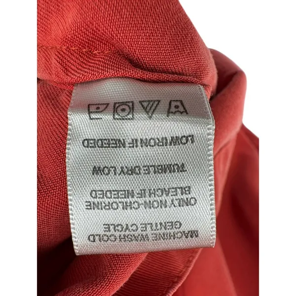 John Mark Shirt Dress Medium Red Long Sleeve 100% Tencel Button Front Roll Tab‎ - Image 6