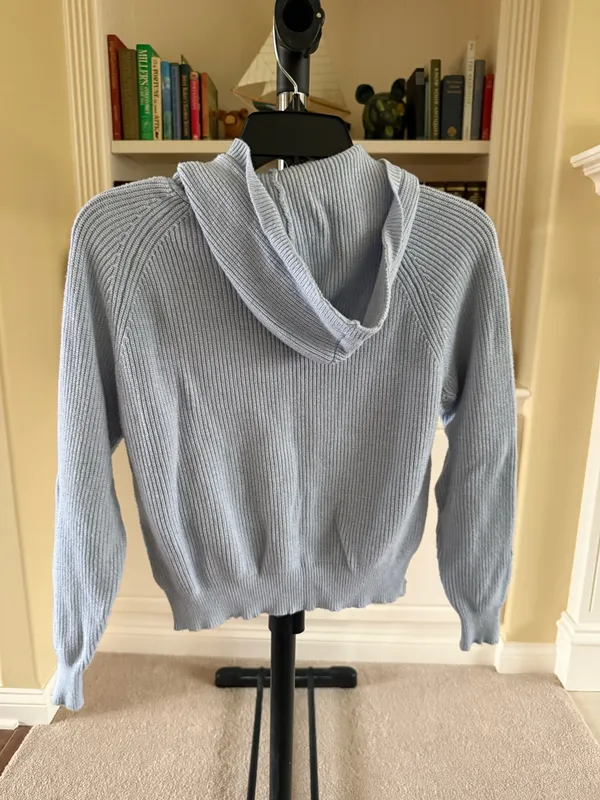 Ultra Flirt Light Blue Knit PullOver Hoodie - Image 2