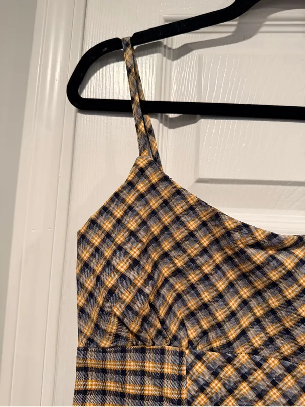 NWT Wild Fable Size S Navy Plaid Fitted Stretch Mini Dress Spaghetti Strap Y2K - Image 3