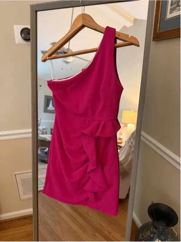 Women's Hello Molly Fuchsia One Shoulder Dress Size 6 - Image 2