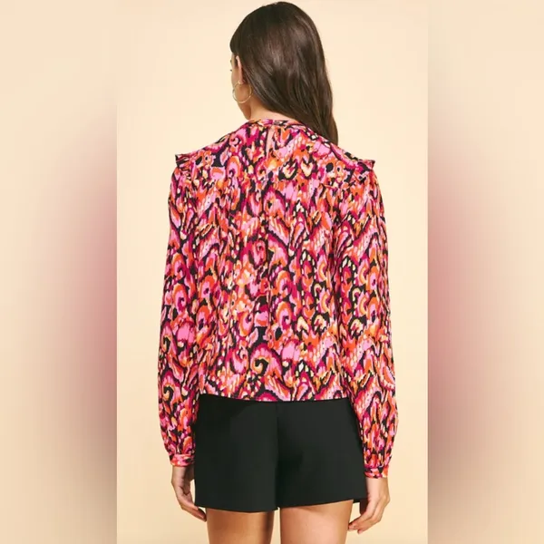 Pinch Printed Pintuck Top - Image 2