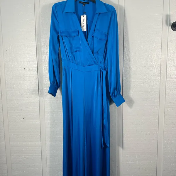 Strut and Bolt Blue Long Sleeve Pantsuit Size Small NWT - Image 3