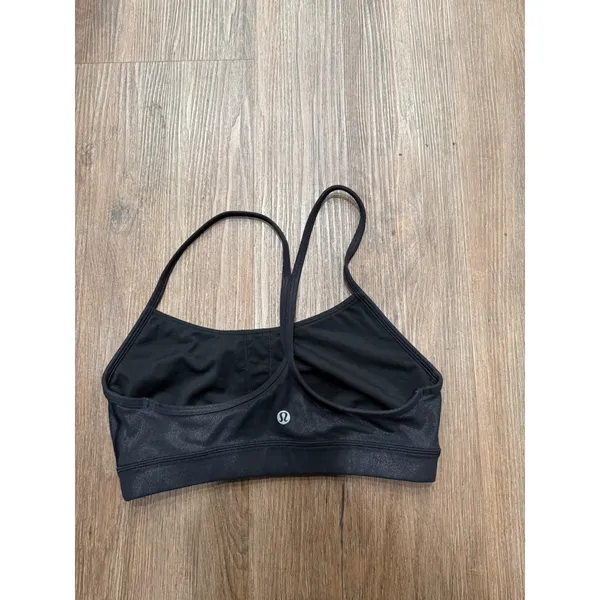Lululemon Flow Y Bra Nulu Black Sparkle Shimmer‎ Racerback Sports Bra Size 6 - Image 2