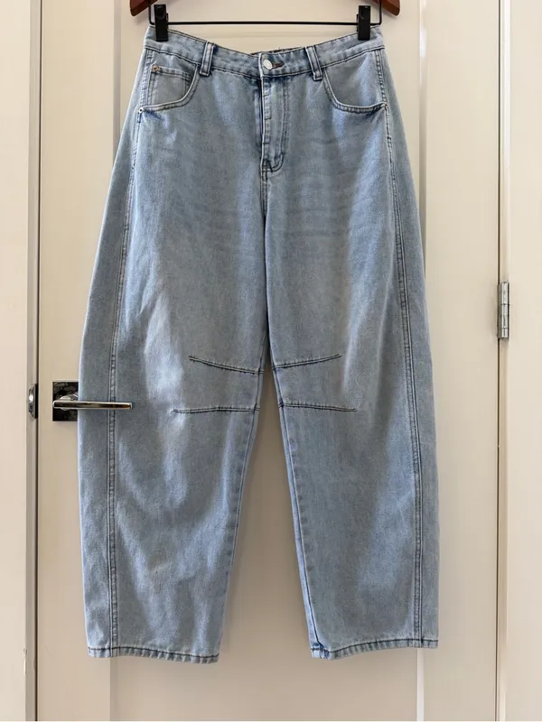 SHEIN Woman Baggy Barrel Jeans Casual Light Blue Size 10 - Image 4